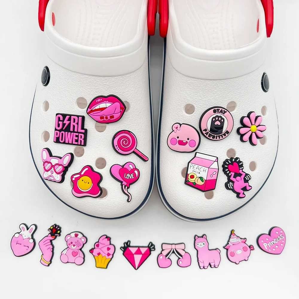 Przypinki do butów crocs prezent PINK GIRL KWIATEK DIAMENT sandały