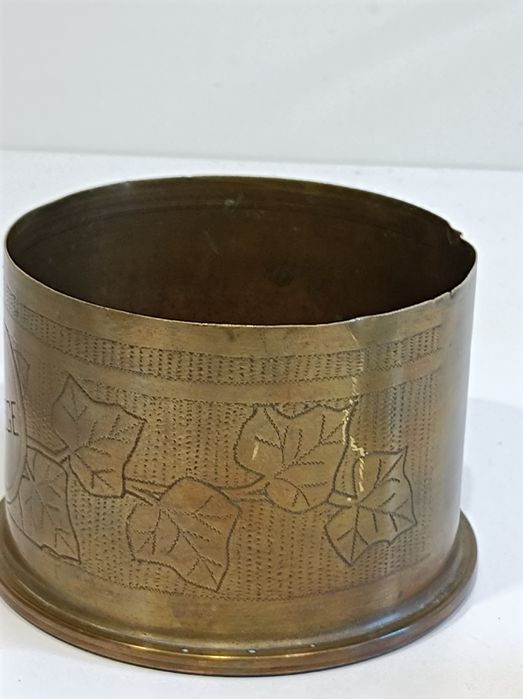 Łuska z moździerza I WŚ. Liege.Antyk grawer.Liege.Militaria.