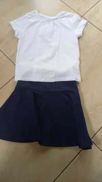 Granatowa spódniczka r122 i biała bluzka