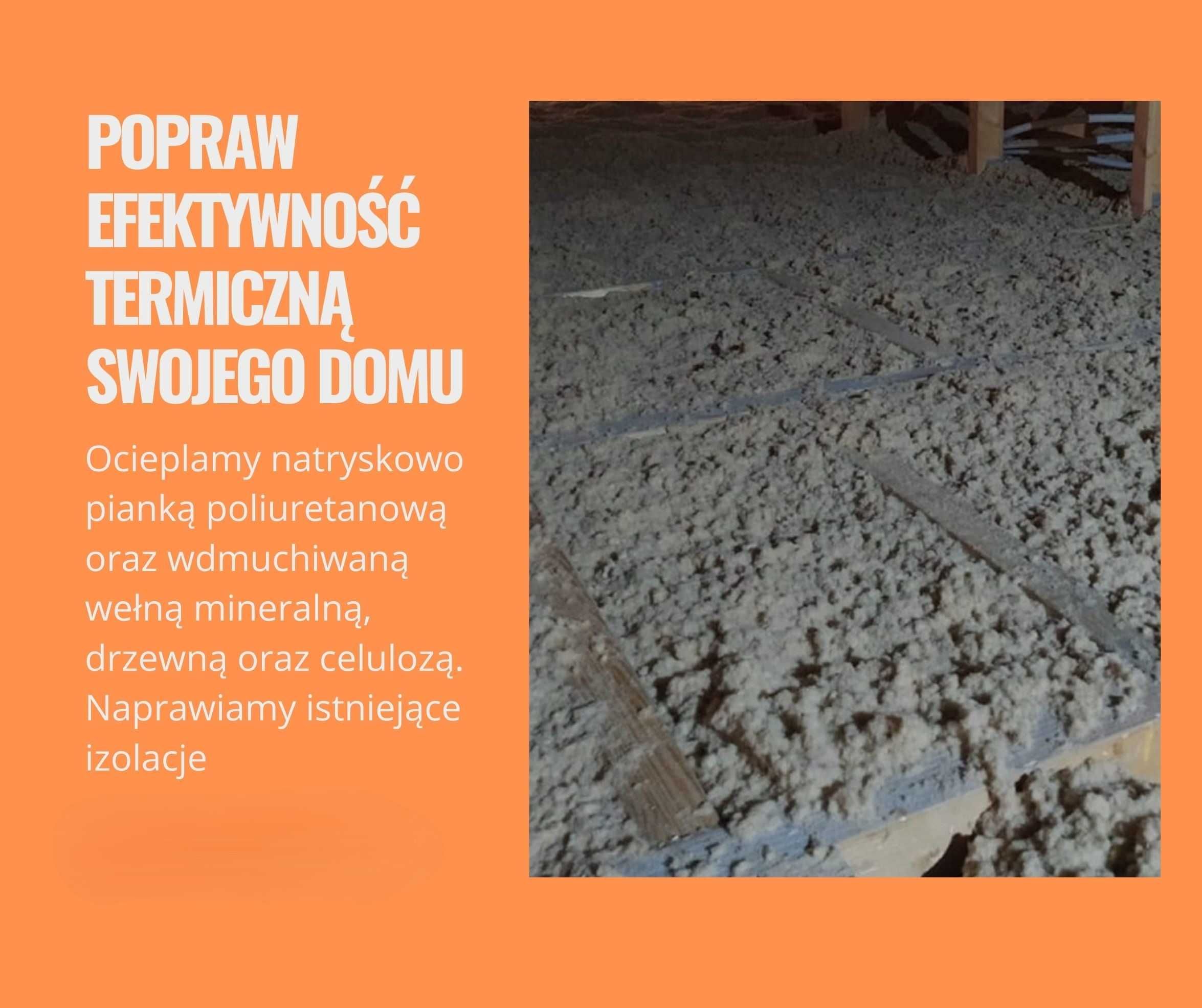 Ocieplenia wełną, celulozą, naprawa izolacji poddasza