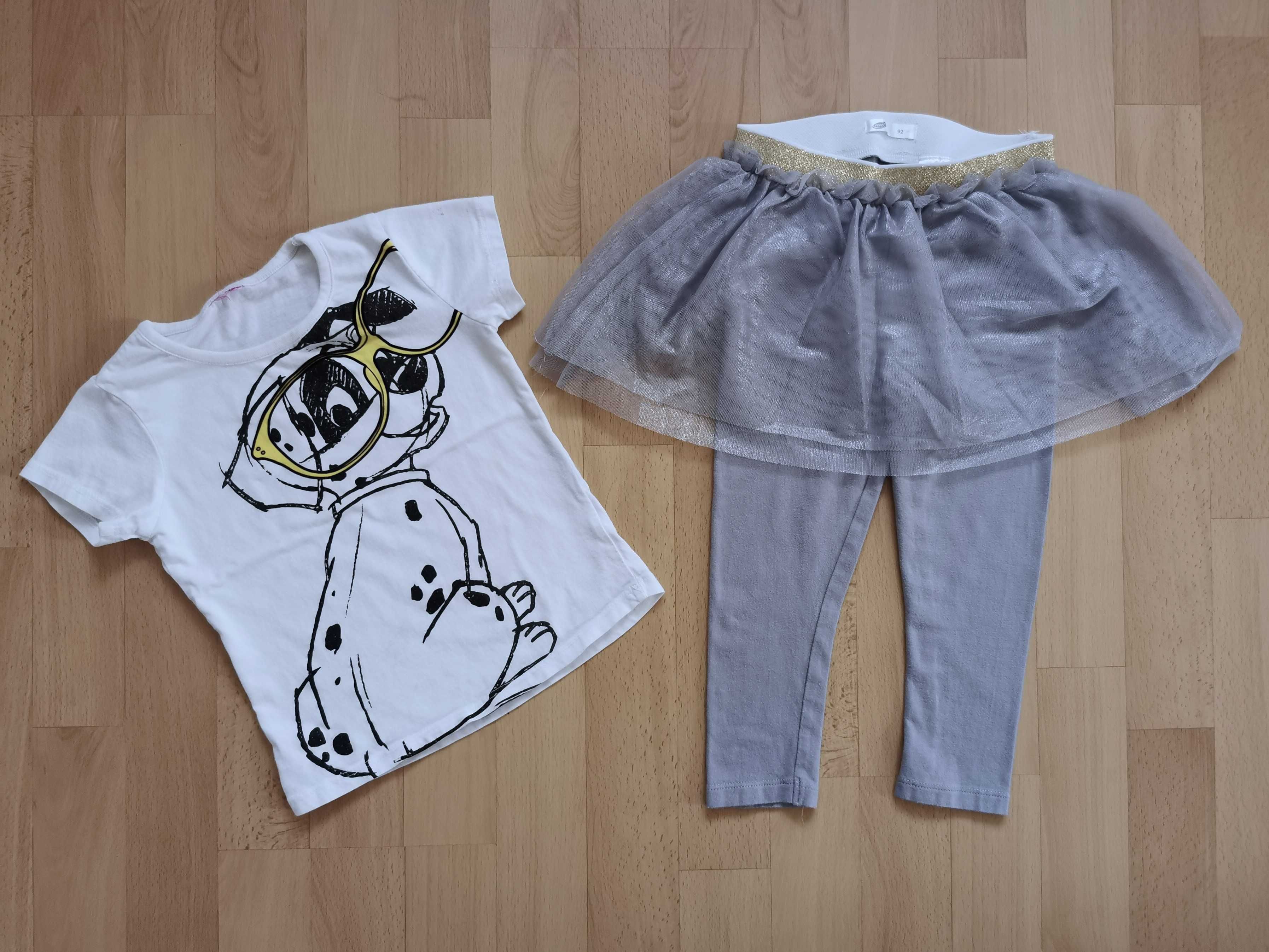 Disney, 2x bluzka, legginsy + spódniczka, r. 92