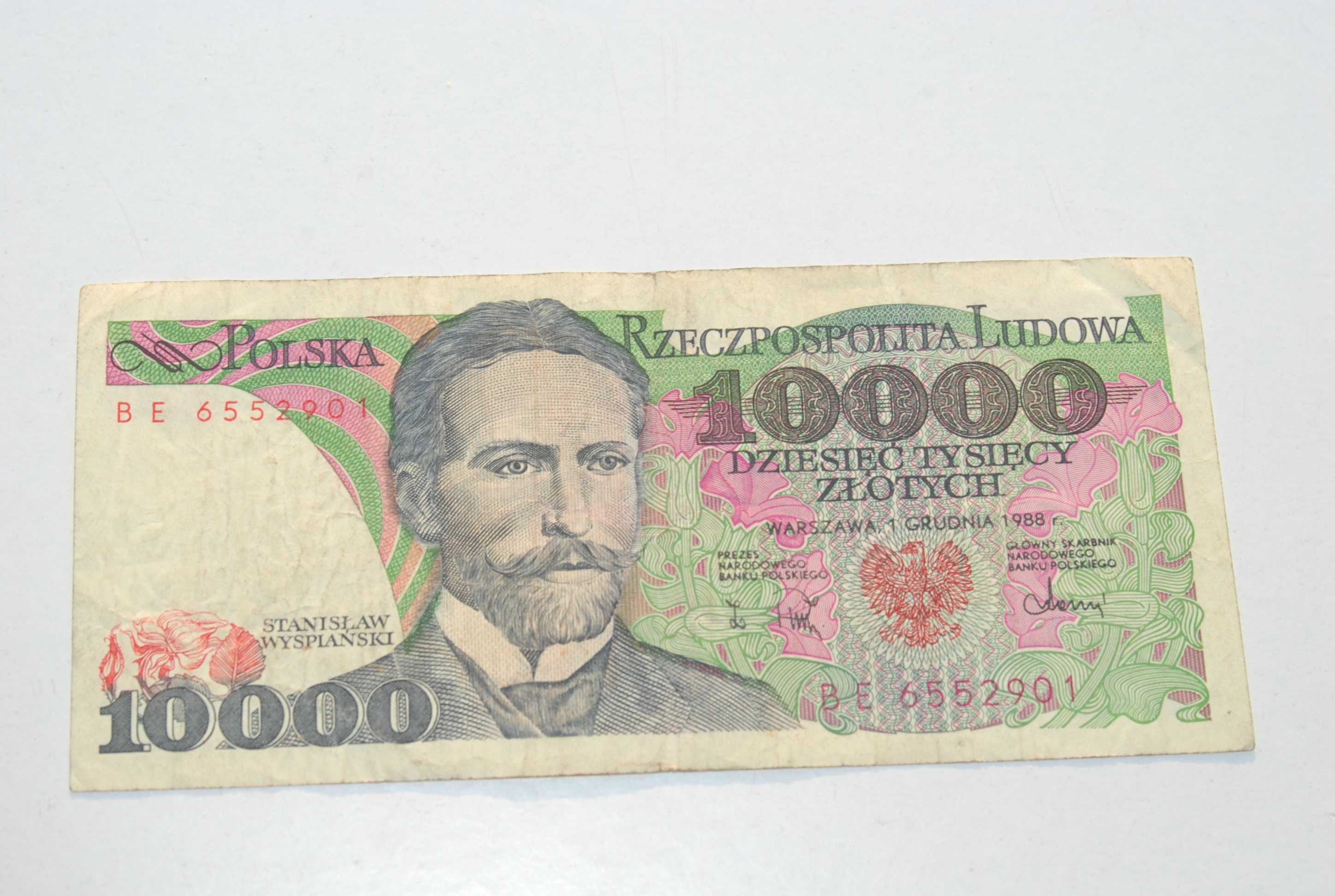 Stary banknot 10000 złotych Wyspiański 1988 antyk