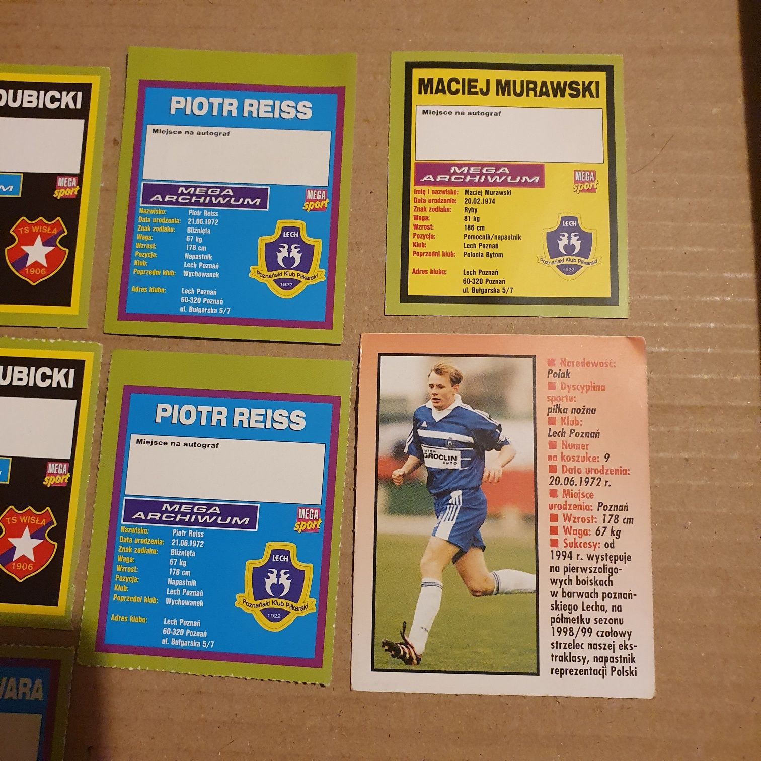 Komplet kart piłkarskich z gazet z lat 90