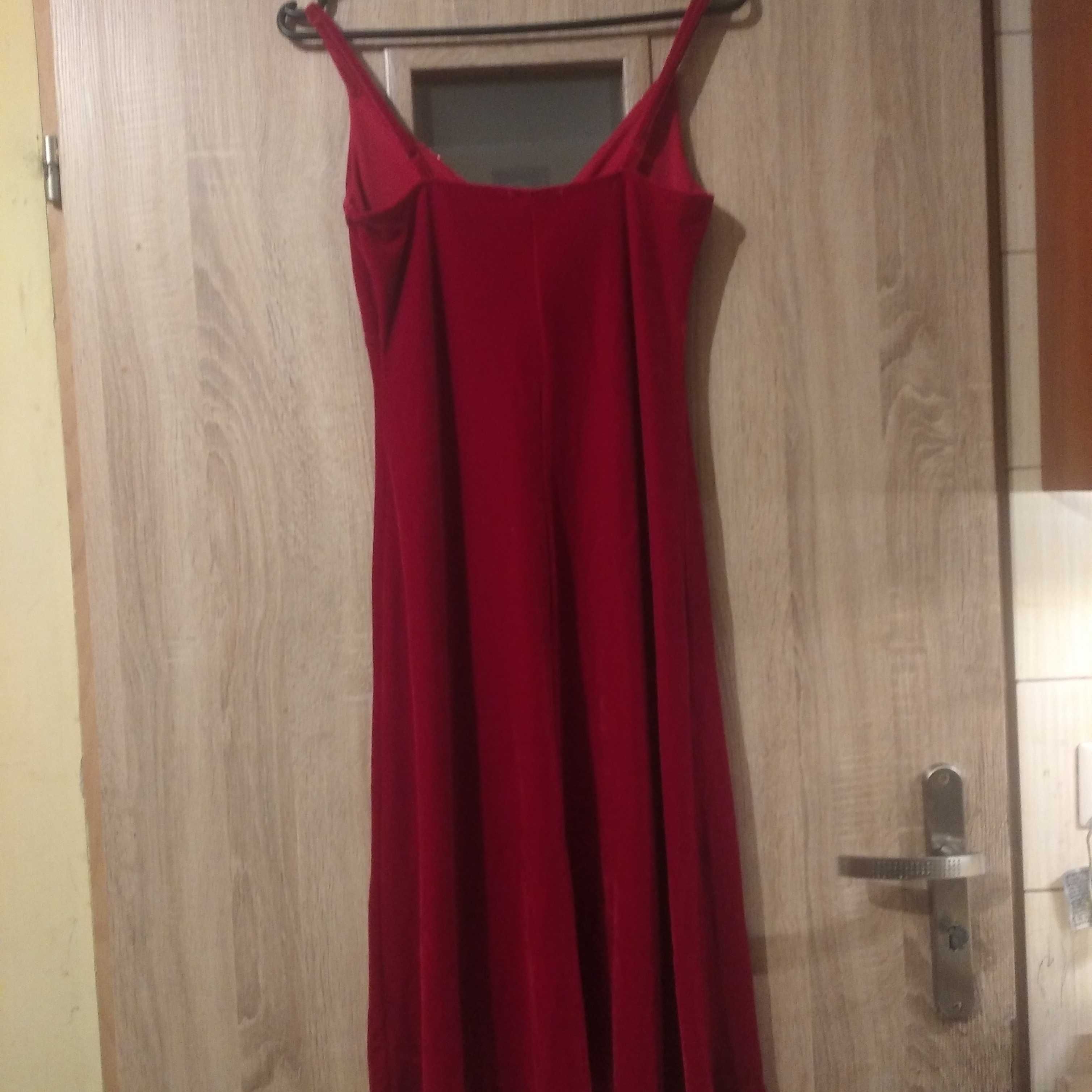 Suknia welurowa czerwona, rozmiar 38