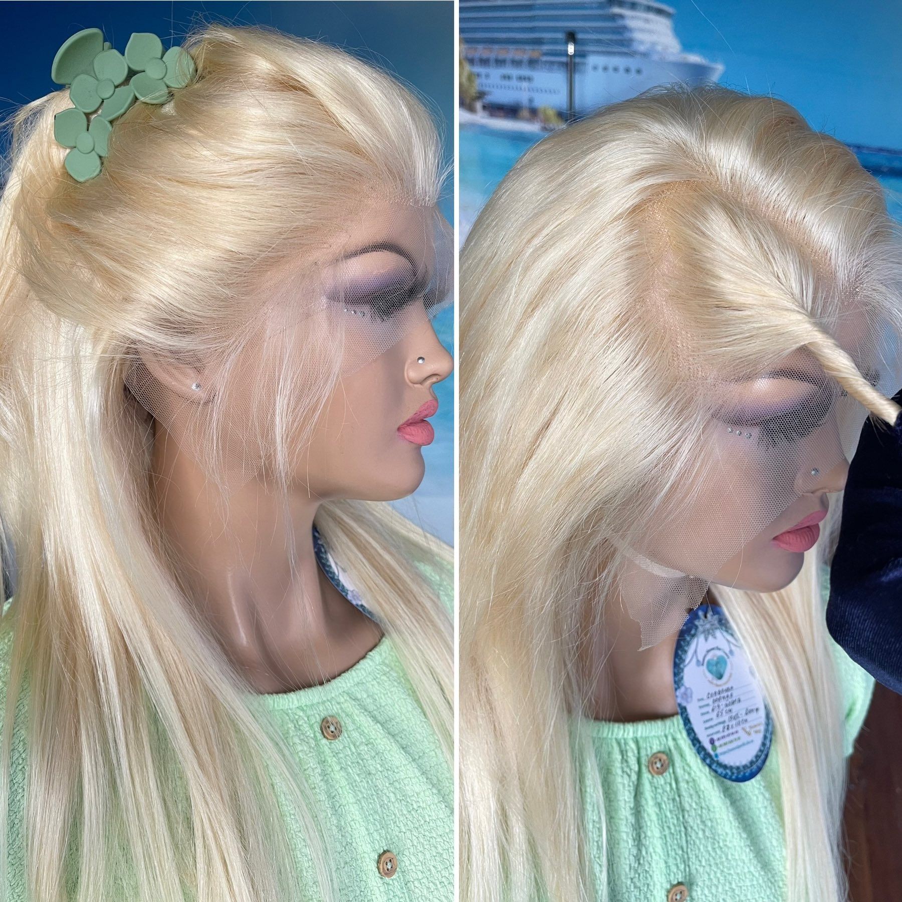 Натуральный парик большая система кожи славянские волосы блонд 60 см