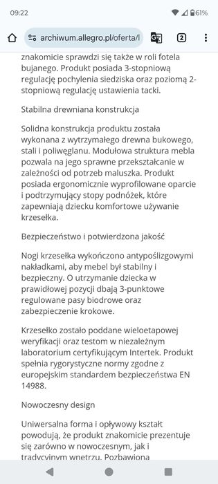 Fotelik do karmienia Lionelo Maya