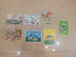 Kartka pocztowa pocztówka lata 1988 - 1989 Smerfy zestaw 7szt