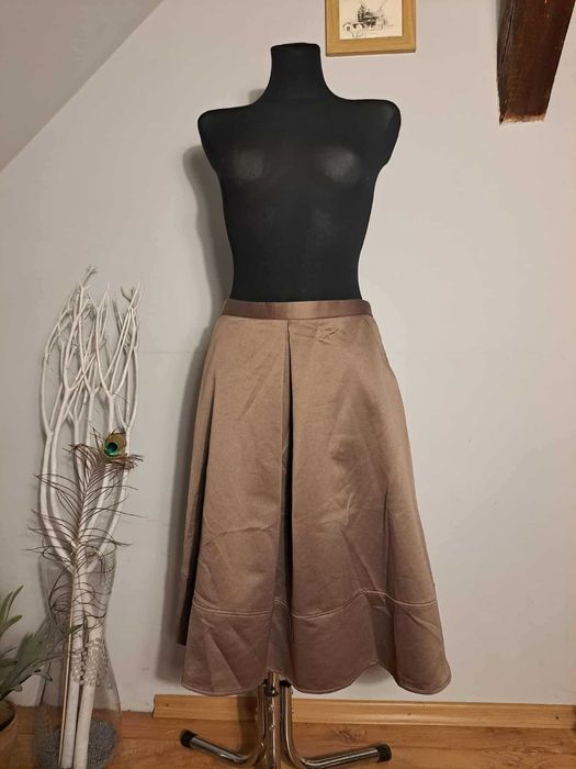 Spódnica midi rozkloszowana Reserved M brązowa elegancka klasyczna