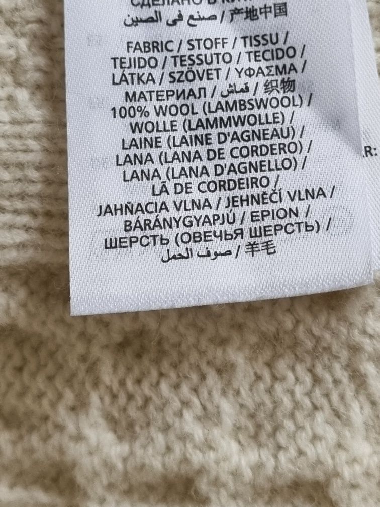 Sweter wełniany Gant warkocze wełna owcza lambswool kremowy ecru