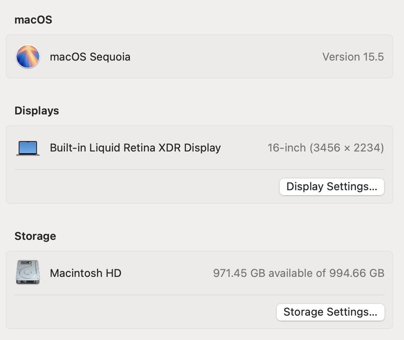 MacBook Pro 16 2021 32GB 1TB SSD 91%