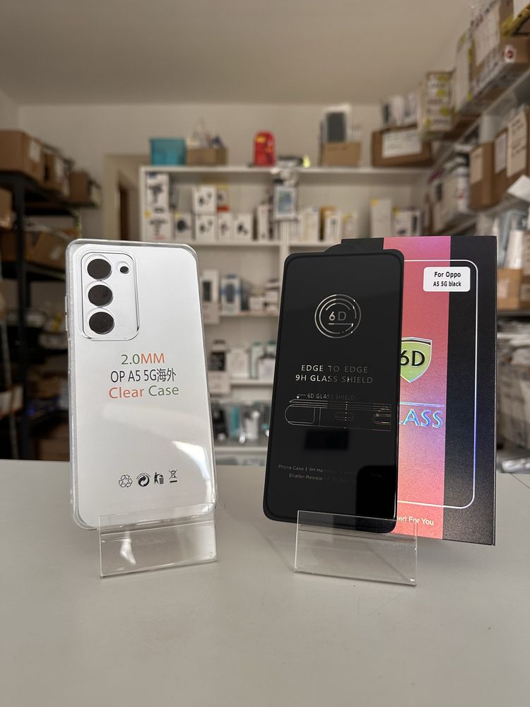 Etui przeźroczyste 2mm + SZKŁO REAL 6D  do OPPO A5