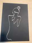 Obraz lineart na czarnym tle srebrny kobieta akt a4