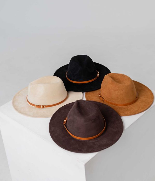 Капелюх федора унісекс з широкими полями 8 см замшевий SUEDE