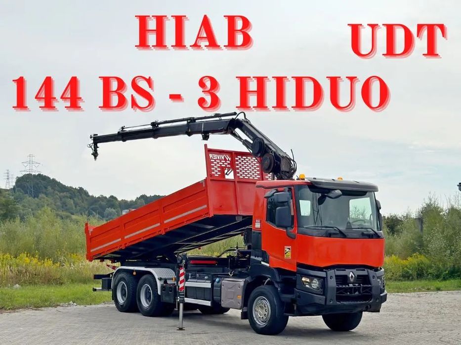 Renault K 380 * WYWROTKA 6,50 m * HIAB 144 BS - 3 HIDUO + PILOT / 6x4