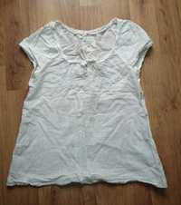Biała bluzka boho hippie H&M na lato rozm 36 S koszulka haft Tshirt