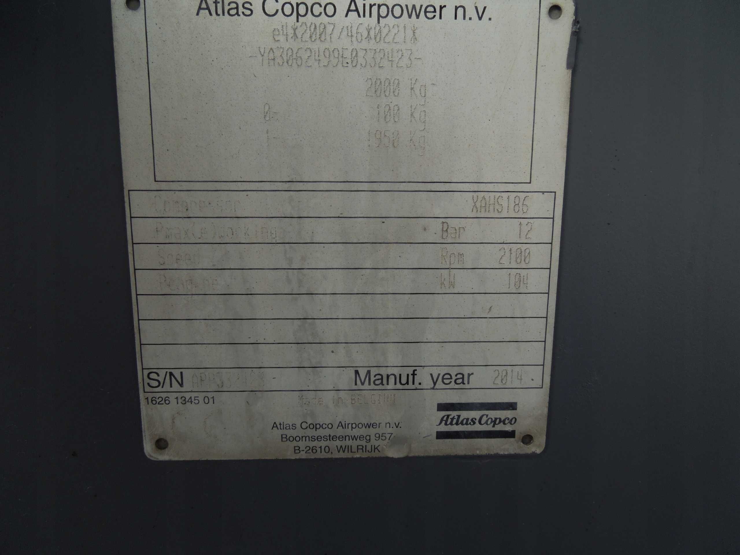 Sprężarka/Kompresor Atlas Copco XAHS186