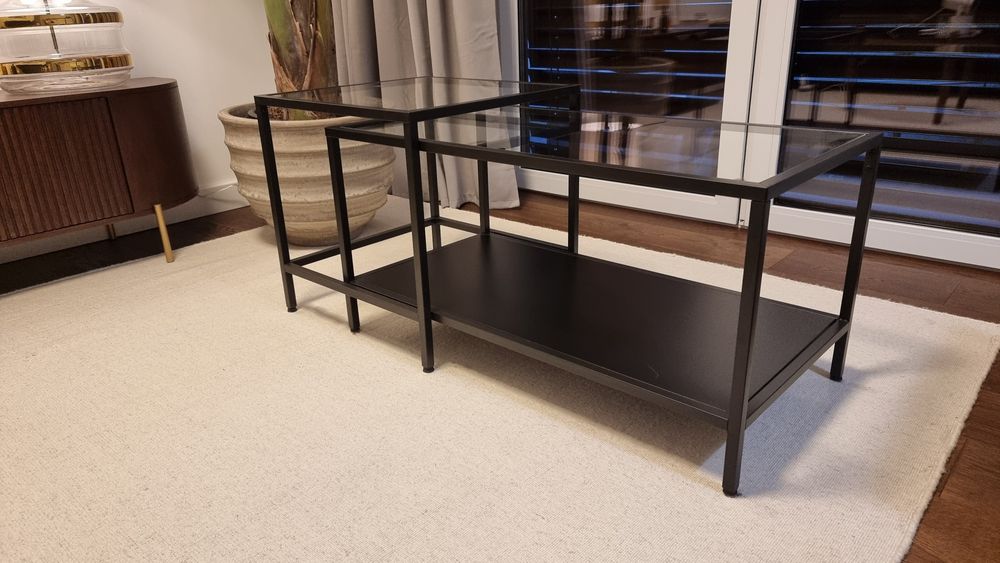 Meblei IKEA VITTSJÖ stoliki i biurko. Szklane blaty.