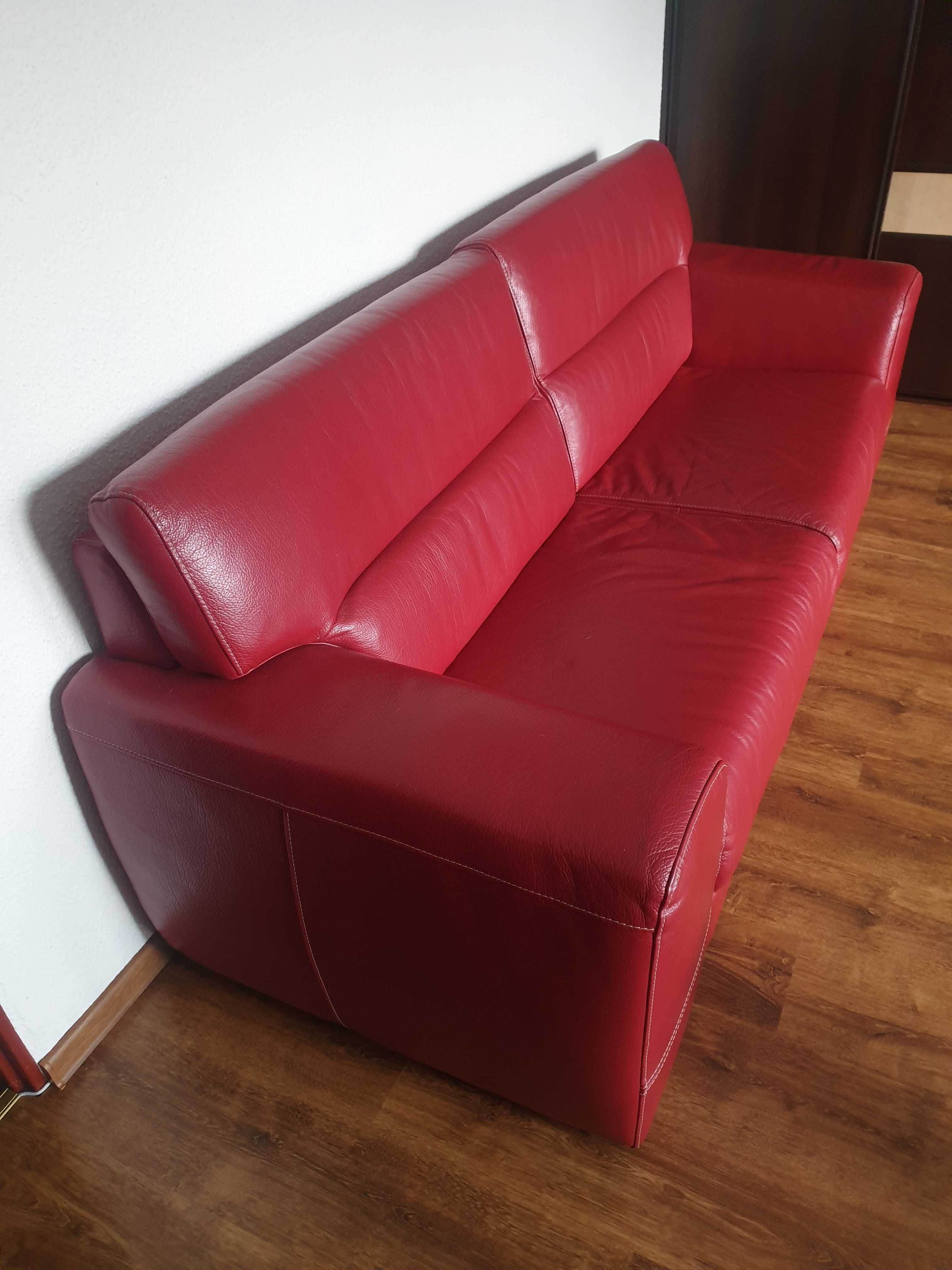 Sofa skórzana czerwona