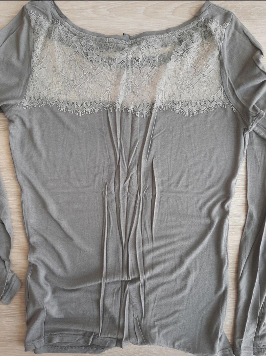 Camisola NafNaf cinza rendada em modal S