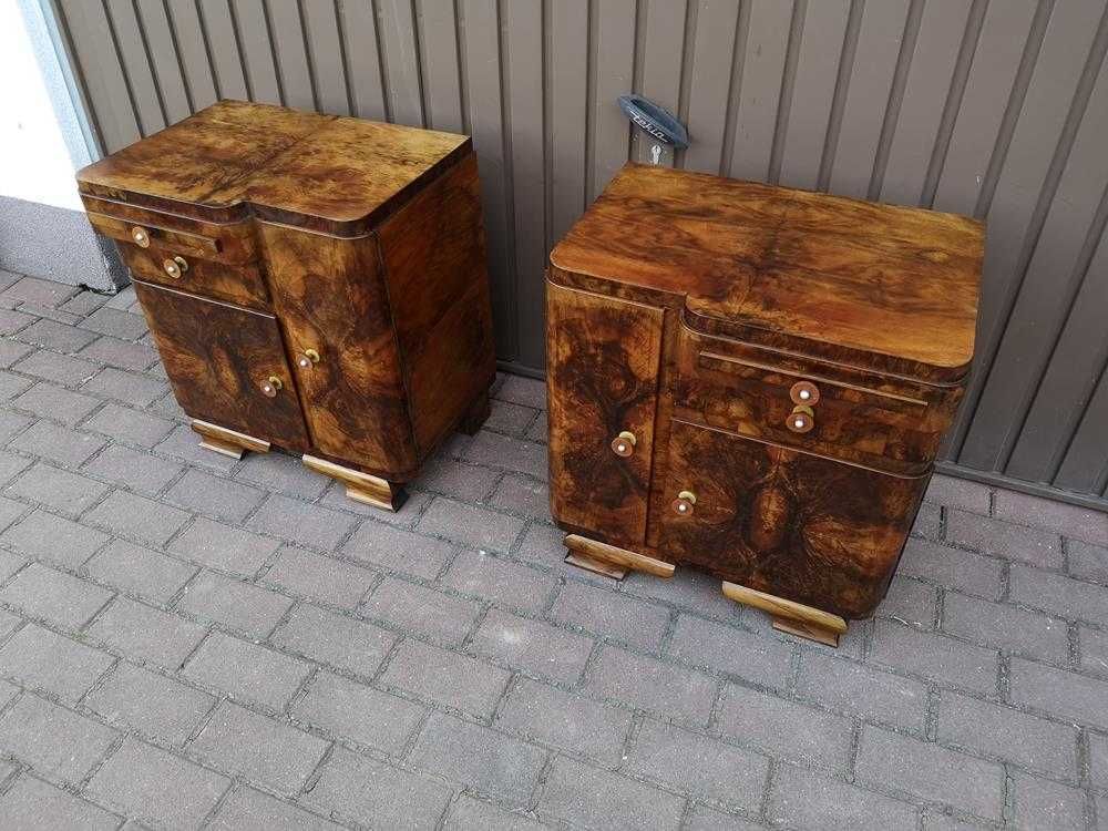 Stoliki Szafki Nocne Art Deco Orzech Stare Antyk Komplet Okazja.