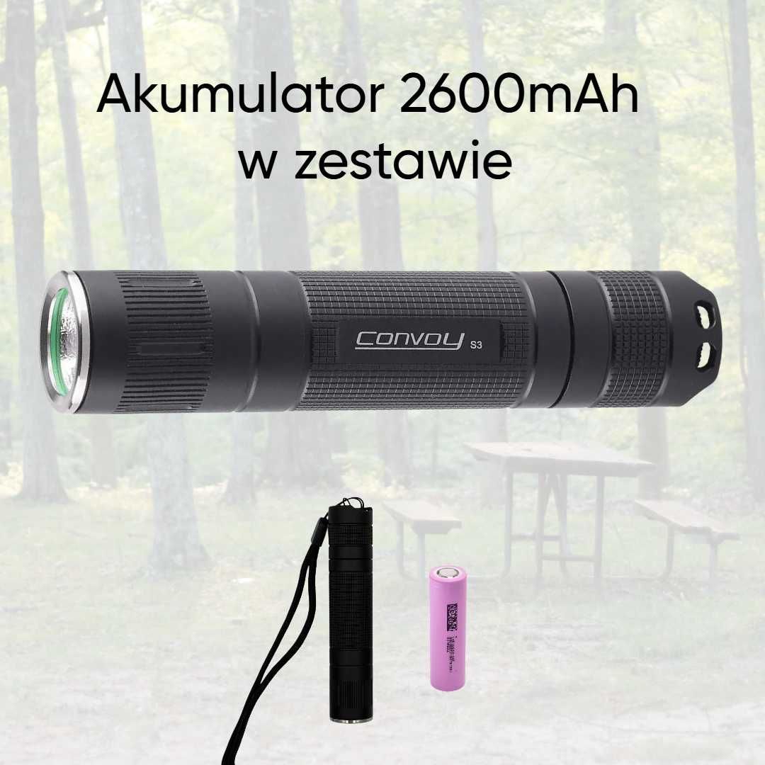 Latarka rowerowa Convoy S3, LED 4100K, ręczna, czołowa, uchwyty