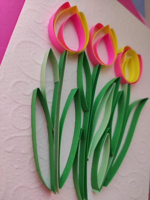 Открытка ручной работы в технике квиллинг