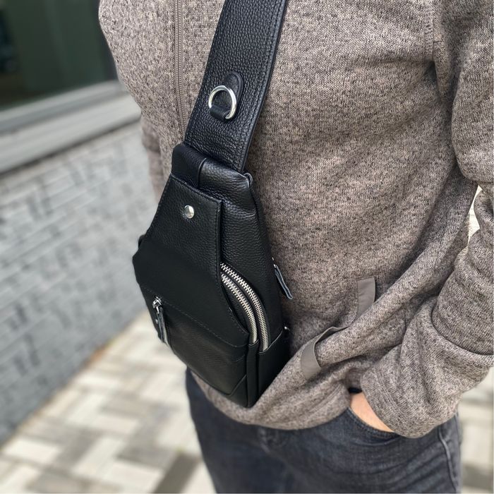 Чоловіча нагрудна шкіряна сумка слінг через плече Rogue
