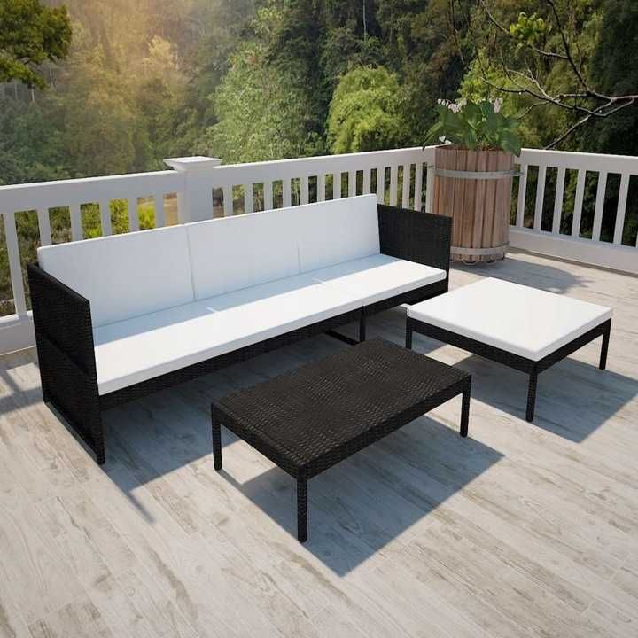 Meble ogrodowe technorattan czarny  (41382)
