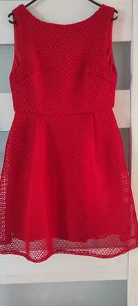 Sukienka czerwona ażurowa wesele koktajlowa
