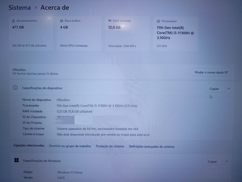Computador Portátil Gaming HP Pavilion 15 GeForceRTX3050 12GB 512GBSSD