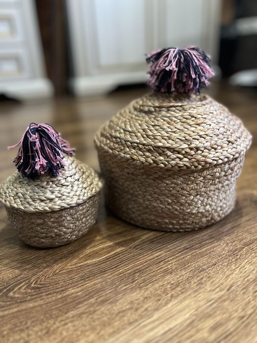 Набір джутових кошиків з кришками ціна за все