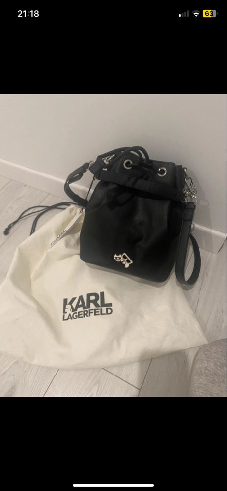 Karl lagerfeld torebka damska do ręki worek czarna