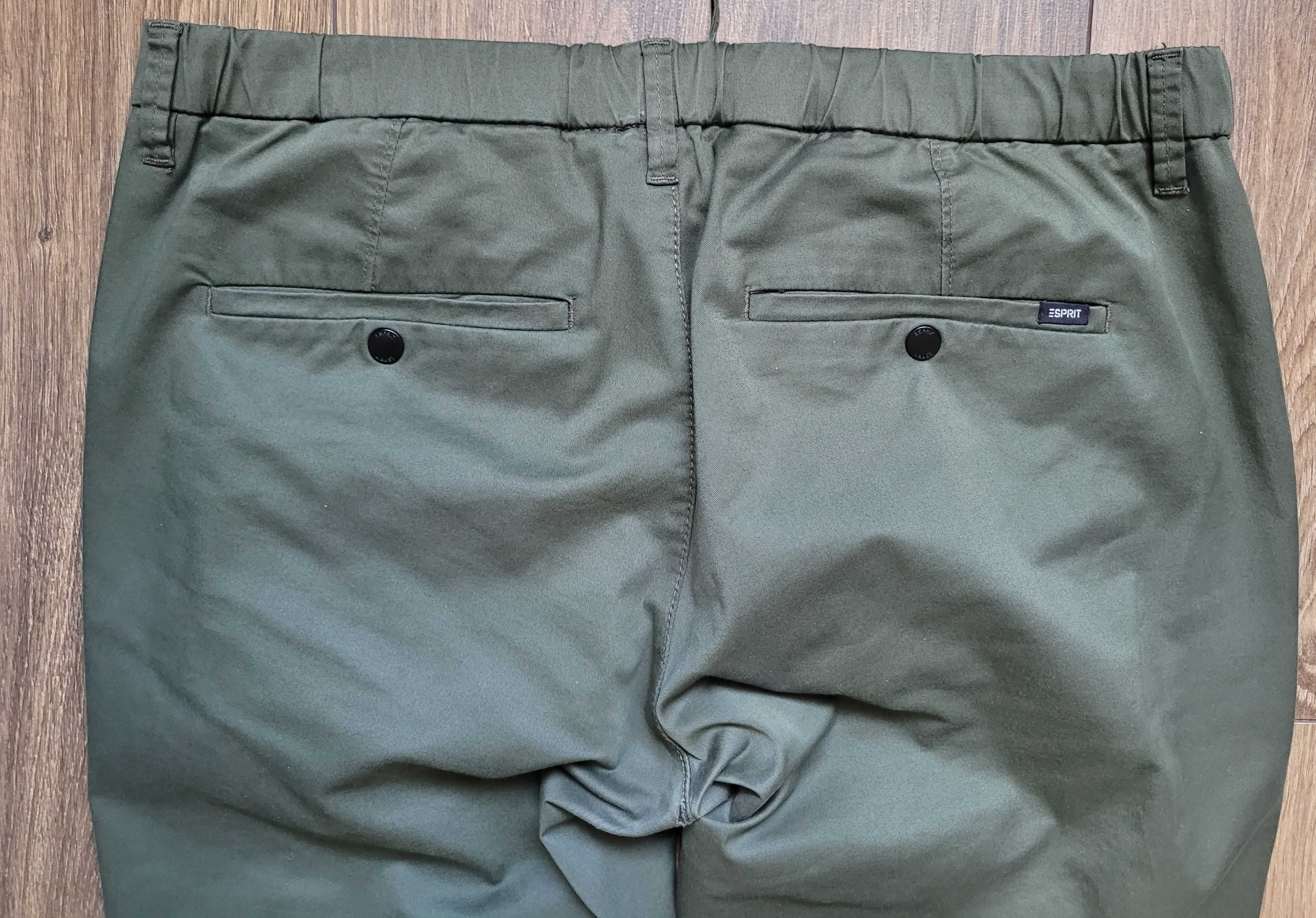 spodnie Esprit 33/34 relaxed slim 100% bawełna khaki do kostek