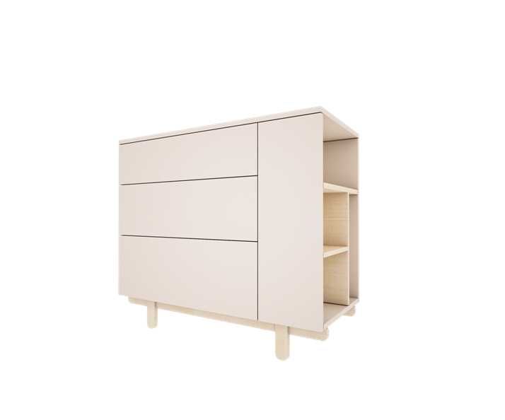 Komoda z regałem z boku Basic Kaszmir Wood Luck Design