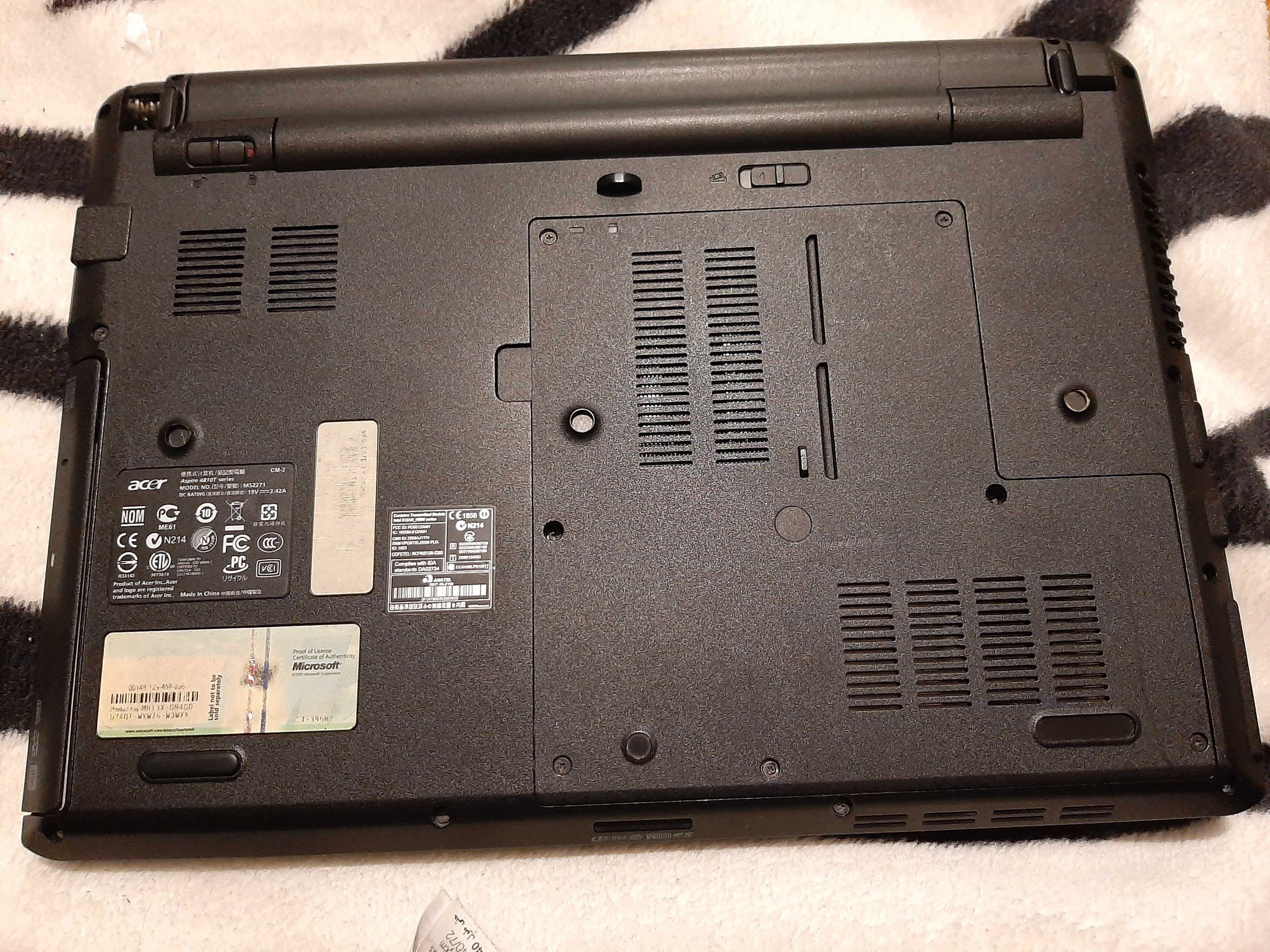 Laptop ACER Aspire 4810T- uszkodzona elektronika matrycy-taśma łącząca