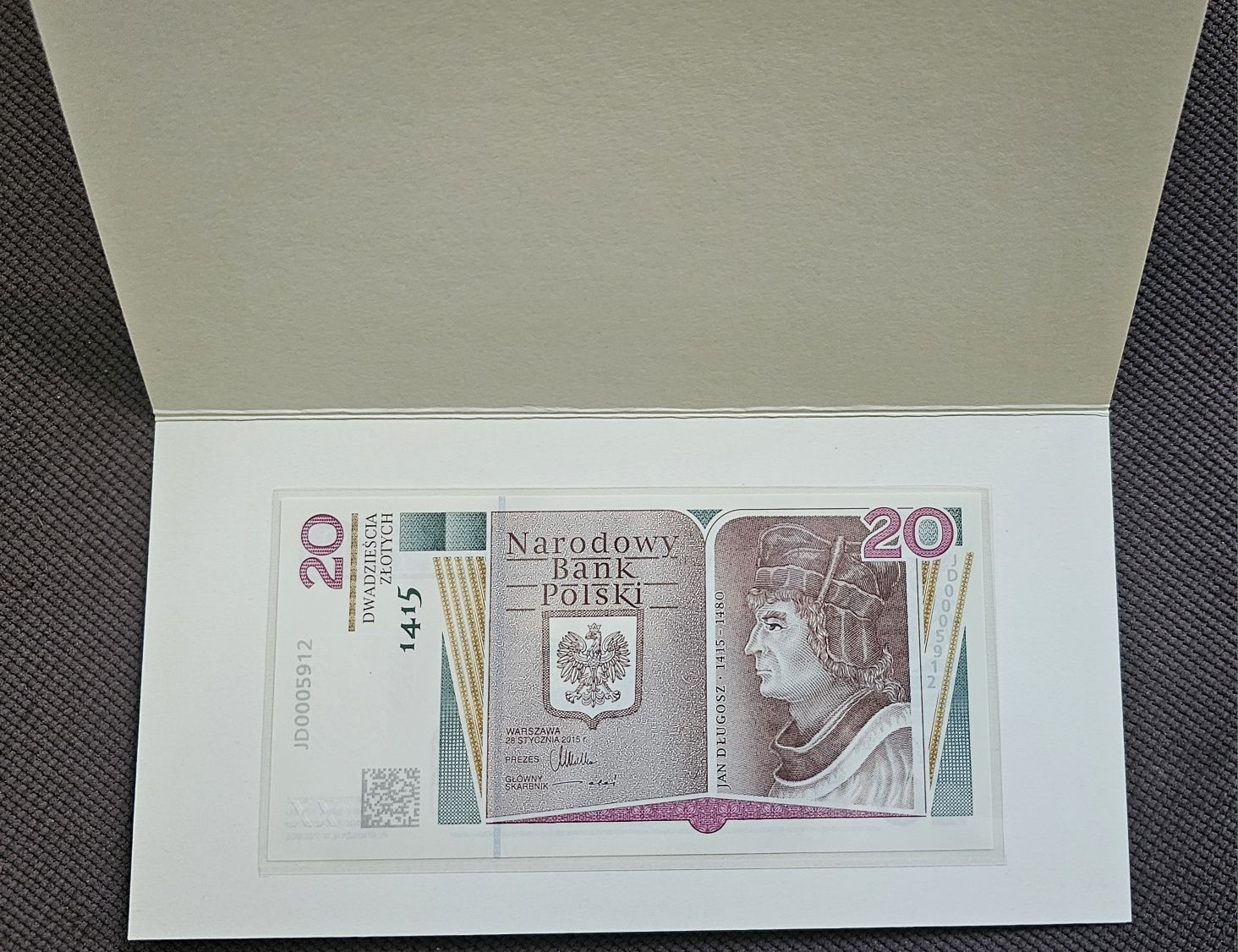 20 zł Jan Długosz,  banknot kolekcjonerski NBP