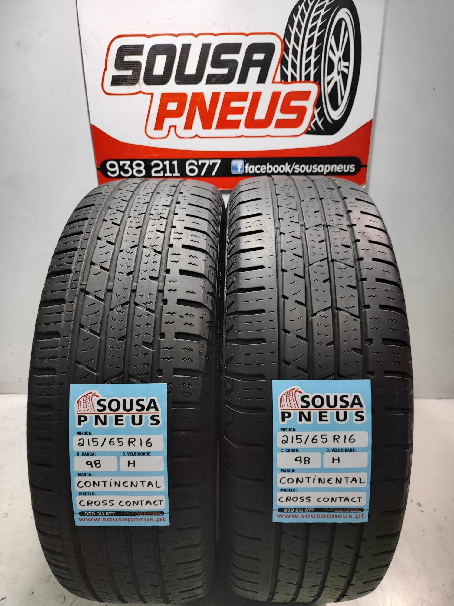 2 pneus semi novos continental 215/65R16 98H Oferta dos portes