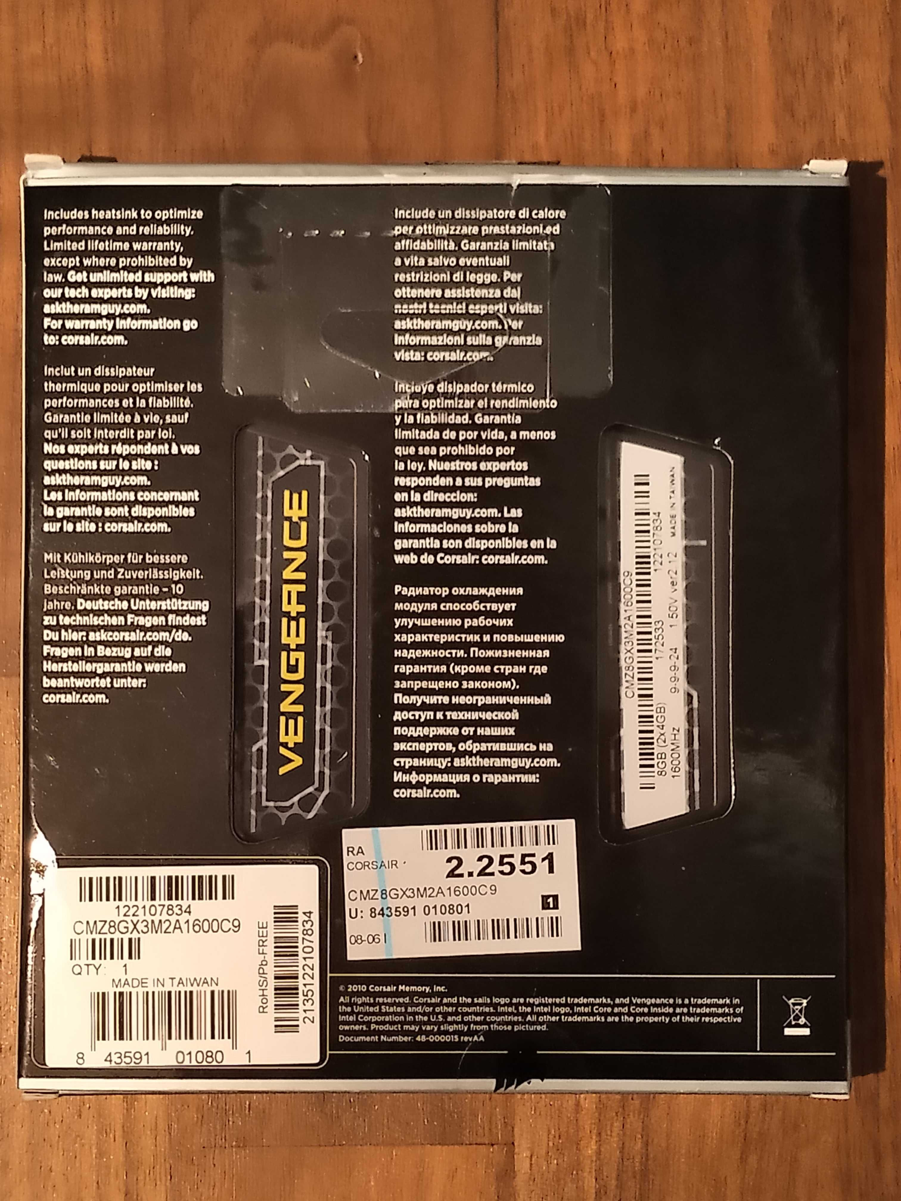 Corsair Vengeance pamięć RAM DIMM DDR3 8GB (2x4GB) 1600MHz CL9