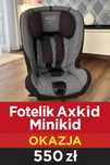 Fotelik samochodowy Axkid Minikid – pełny zestaw! OKAZJA!