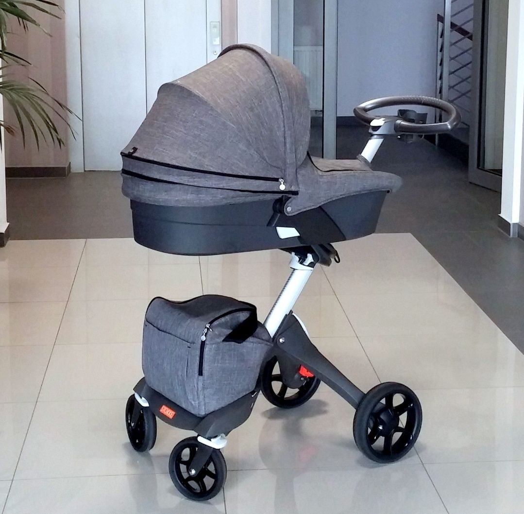 Stokke Xplory V5 / 2017 / Kolor Black Melange. Zestaw / Komplet / 2w1.