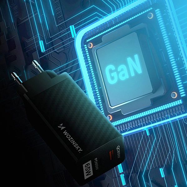 Ładowarka Sieciowa GaN 65W z portami USB, USB C wspiera QC 3.0 PD czar