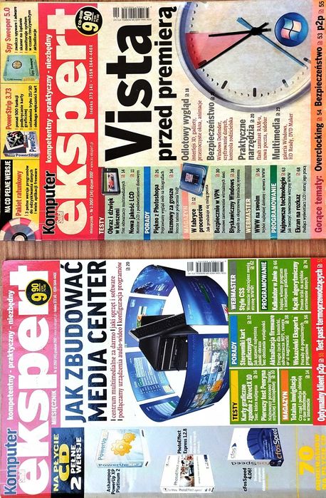Komputer Świat Ekspert 01/2007 i 12/2007 z płytami  czasopismo magazyn