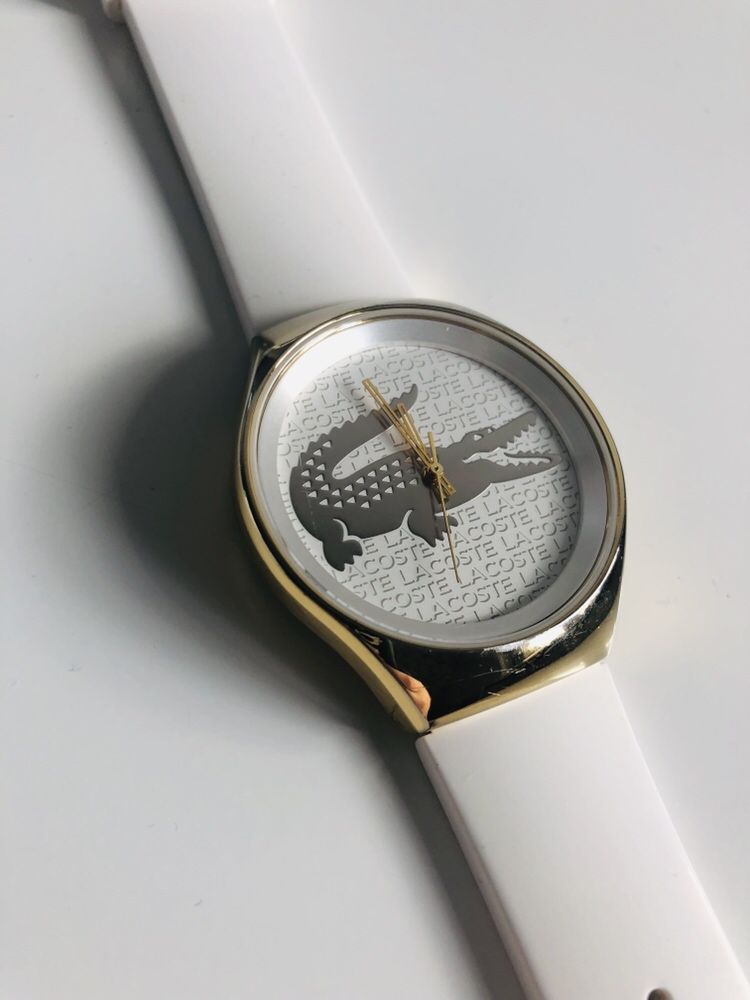 Zegarek Lacoste damski biały ze złotem pozłacany