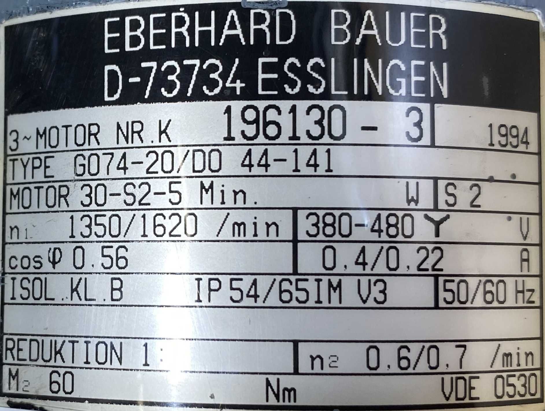 motoreduktor / przekładnia 0,03kW 0,6obr. 3fazowy BAUER