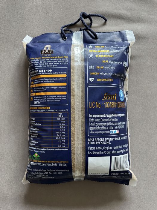 Ryż brązowy 5 kg India Gate Weight Watchers