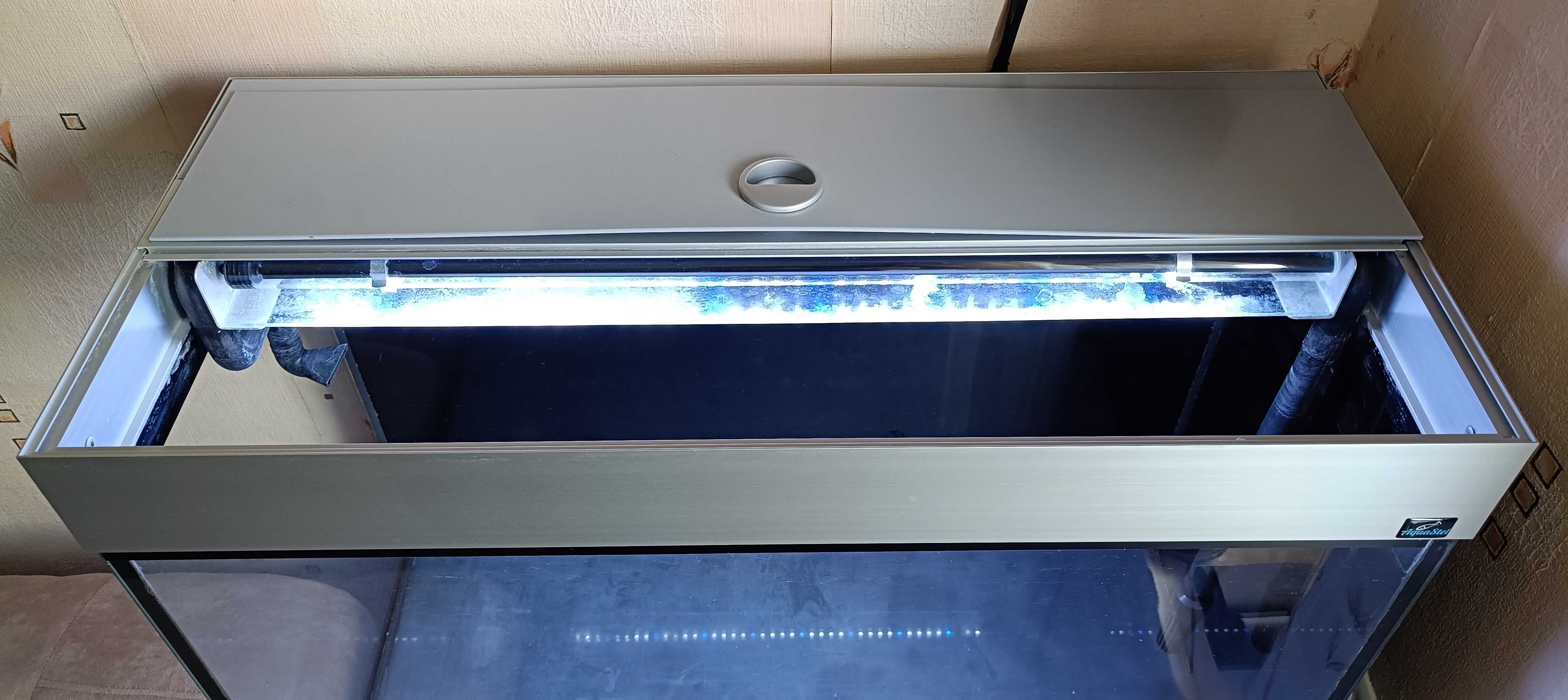 Akwarium proste 80x35x50 - 140 L z pokrywą aluminiową i oświetleniem