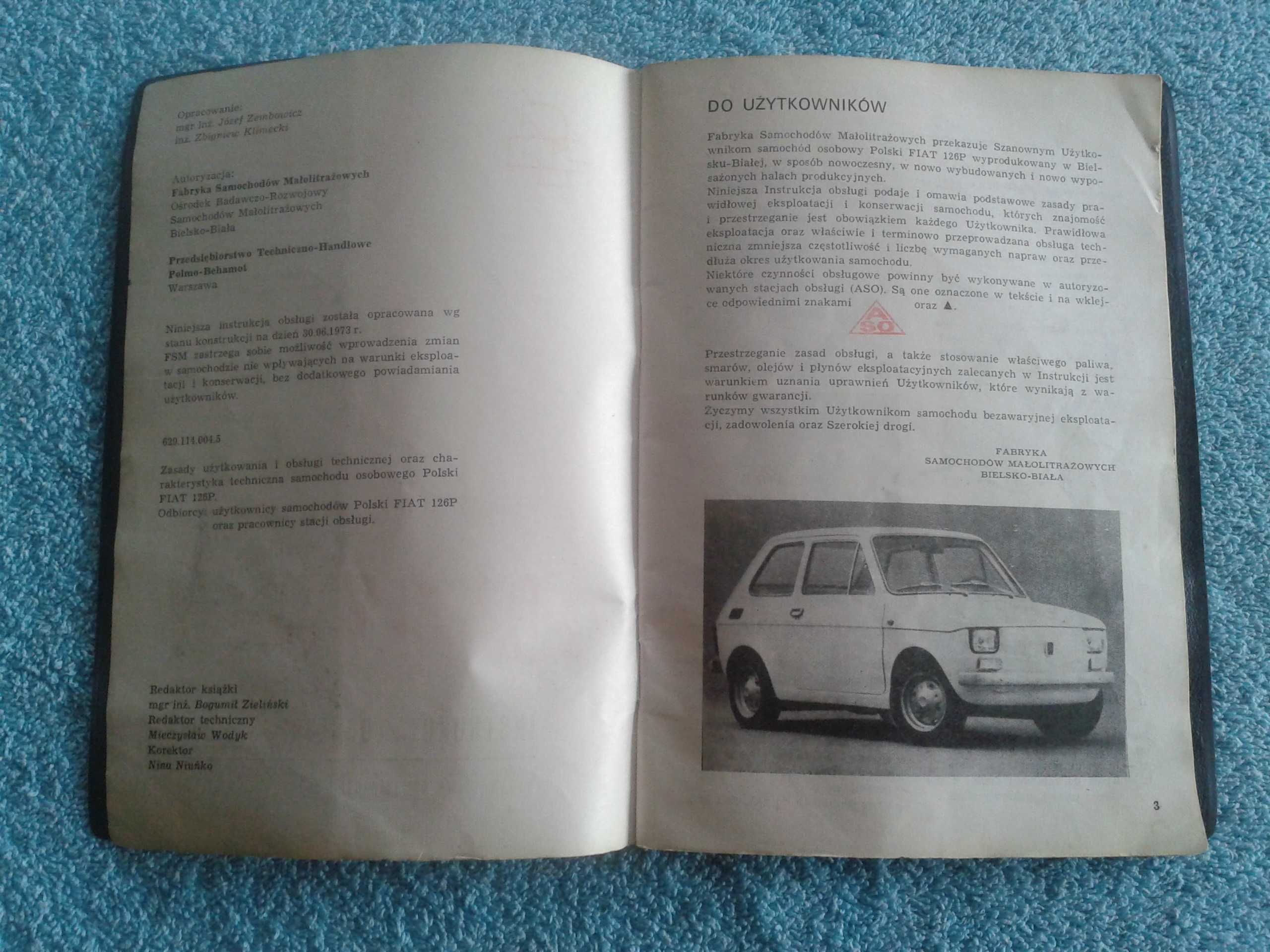 książka instrukcja obsługi samochodu FIAT 126p 1973  unikat oryginał