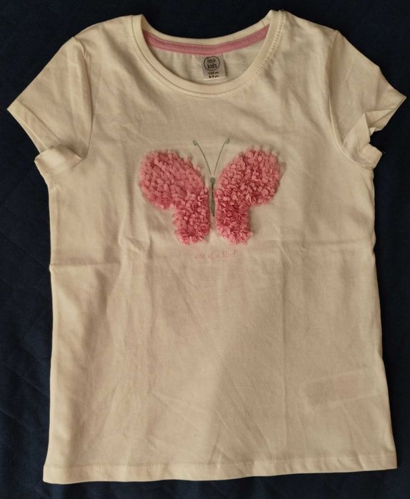 NOWY T-shirt biała bluzka z krótkim rękawem motyl 134 Pepco
