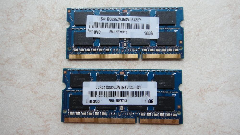 2 планки ОЗУ Hynix 2gb Lenovo. SODIMM DDR3 2Gb PC3-8500