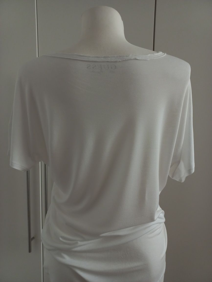 T-dhirt biały GUESS top z nadrukiem róży